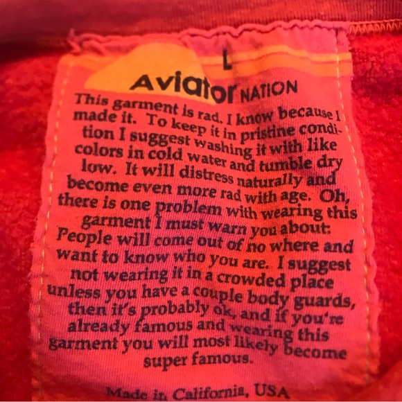 Aviator Nation Bolt crew sweatshirt in Orange//Blue Size Large - Picture 6 of 7